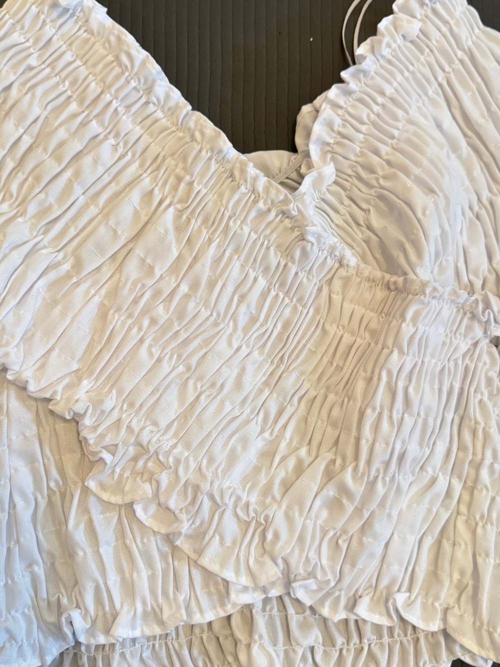 NWT: Zara White Smocked Off-Shoulder Long Sleeve Blouse - Picture 7 of 7